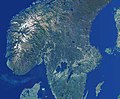 स्कैण्डिनेविया का उपग्रह चित्र