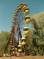 the ferris wheel of Pripyat amusement park, a symbol of the Chernobyl Disaster