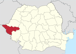 Location of Timiș County in Romania