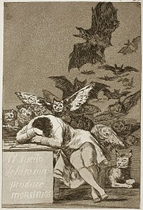 The Sleep of Reason Produces Monsters (1799) deur Francisco Goya