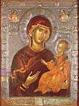 Byzantinische Doppelikone (Konstantinopel, Anfang des 14. Jahrhunderts): Avers mit der Muttergottes als Seelenretterin
