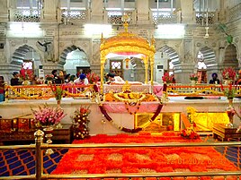 The prayer hall of Sikh Gurudwara Sis Ganj Sahib in Chandni Chowk, Old Delhi which dates to 1783