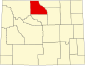 Harta statului Wyoming indicând comitatul Big Horn