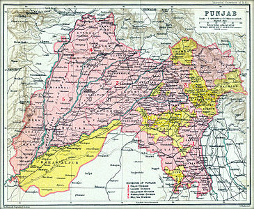 Map of the Panjab, 1909