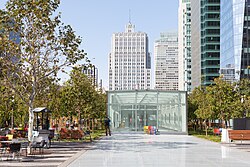 View of Salesforce Park on top of the bus terminal