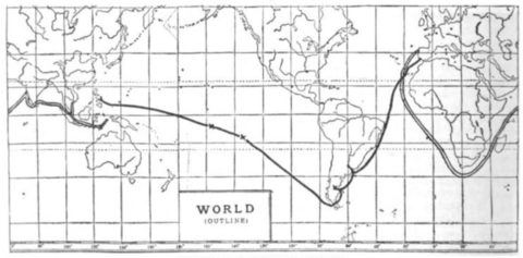 Map showing Magellan's voyages