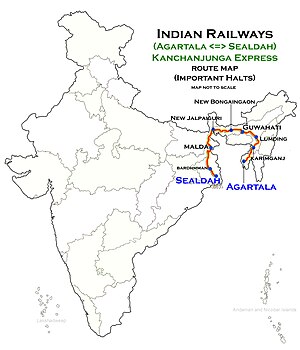 (Sealdah–Agartala) Kanchanjunga Express route map
