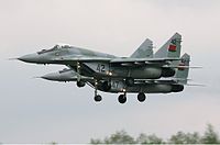 Caças MiG-29 bielorrussos. É reportado que o país tem pelo menos 30 destes a seu serviço.