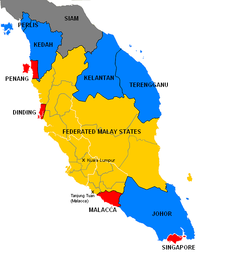 Brittiska Malaya 1922   Oförenade malajstaterna   Förenade malajstaterna   Straits Settlements