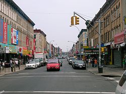 Knickerbocker Avenue in 2006; it is a main shopping street south of Maria Hernandez Park.