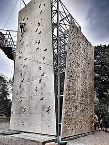 Climbing walls at the Indian Mountaineering Foundation center in New Delhi