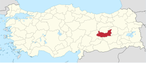 Provincie Elazığ na mapě Turecka