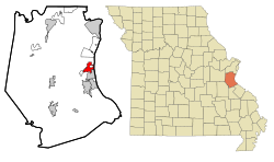 Location of Pevely, Missouri