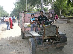 Jugaad vehicle peter rehra powered by an agricultural water pump engine