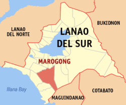 Mapa de Lanao del Sur con Marogong resaltado