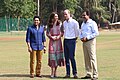 Prince William and Catherine at the Oval Maidan with Indian cricket legends Sachin Tendulkar and Dilip Vengsarkar in India in 2016