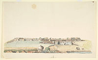The fort of Bangalore, from a village outside the main gate, by an anonymous artist, c.1790 - 1792.