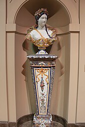Baroque - Summer as Ceres, part of a series of anthropomorphic busts of the four seasons, a polychrome example of Rouen faience, c.1730, faience, Louvre[37]