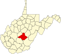 Map of Zapadna Virdžinija highlighting Nicholas County