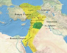 map of western Asia, showing the borders of Palmyra under Odaenathus 263