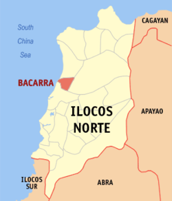 Mapa ning Ilocos Norte ampong Bacarra ilage