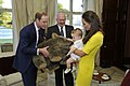 Prince William, Catherine and Prince George with the then Governor-General of Australia, Peter Cosgrove, in 2014