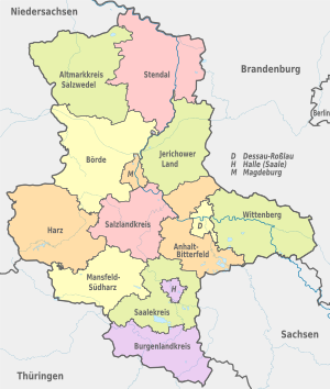 Landkreise und kreisfreie Städte in Sachsen-Anhalt