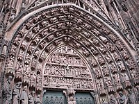 Archivolts surrounding a tympanum of the west façade, Strasbourg Cathedral, France