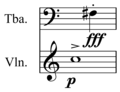 Image 20Notation indicating differing pitch, dynamics, articulation, and instrumentation (from Elements of music)