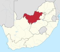 Luoteismaakunta Etelä-Afrikan kartalla