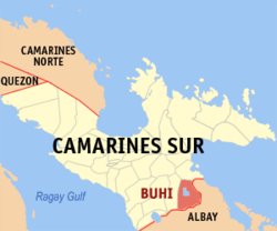 Mapa ning Camarines Sur ampong Buhi ilage