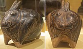 Rabbit shaped glazed stoneware; Angkorian era, 11th-12th century