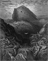 Bijbelse versie van de zondvloed: Noach zendt de duif uit, door Gustave Doré