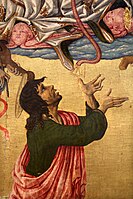 Thomas catches the belt. Detail, by Matteo di Giovanni, c. 1474.[28]
