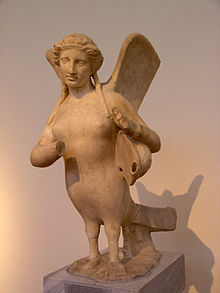 siren in classical Greek funerary statue
