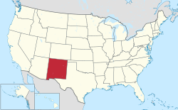 خريطة تبين الولايات المتحدة مع نيومكسيكو