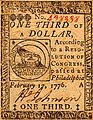 Continental Currency, un terzo di dollaro del 1776