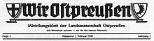 Schriftzug „Wir Ostpreußen. Mitteilungsblatt der Landsmannschaft Ostpreußen.“