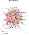 Berliner Eisenbahn-Außenring als Topogramm (stark vereinfachte Darstellung wie z. B. Liniennetzplan)