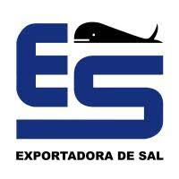 Blue monoline letters E and S along with a black stylized illustration of a whale that interlock into a rectangle shape. The words "Exportadora de Sal" in a bold sans serif appear below.