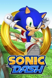 Sonic the Hedgehog running forward, with the words "Sonic Dash" below