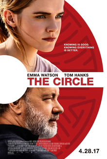 Emma Watson and Tom Hanks depicted inside a copy of The Circle's logo