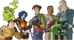 A screenshot of the smiling cast