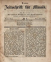 Front page of text of newspaper in old style Gothic German type