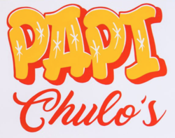Orange-and-yellow logo with the text "Papi Chulo's"