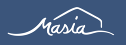 Graphic with a purple background and the stylized text "Masia"