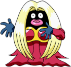 An image of Jynx with black skin, which was the design used prior to controversy regarding Jynx's skin color.