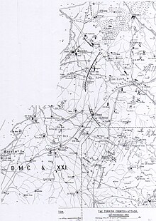 Detail of Falls Map 9 shows the British Empire attacks from 12 to 14 November in particular the 13 November's attack by the infantry