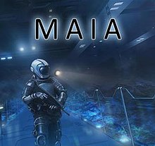 The name of the game accompanied by a man in a spacesuit.