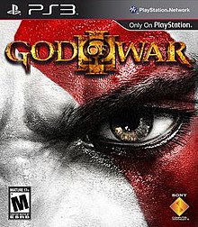 alt=Cover art with a close-up of prot agonist Kratos